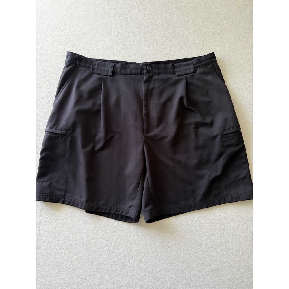 IZOD X-FG Mens Black Pleated Performance Golf Shorts Size 42 Zipper Pockets